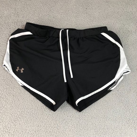 Under Armour Shorts Women Medium Black Training Loose Fit Running Liner Logo Gym - Picture 1 of 7